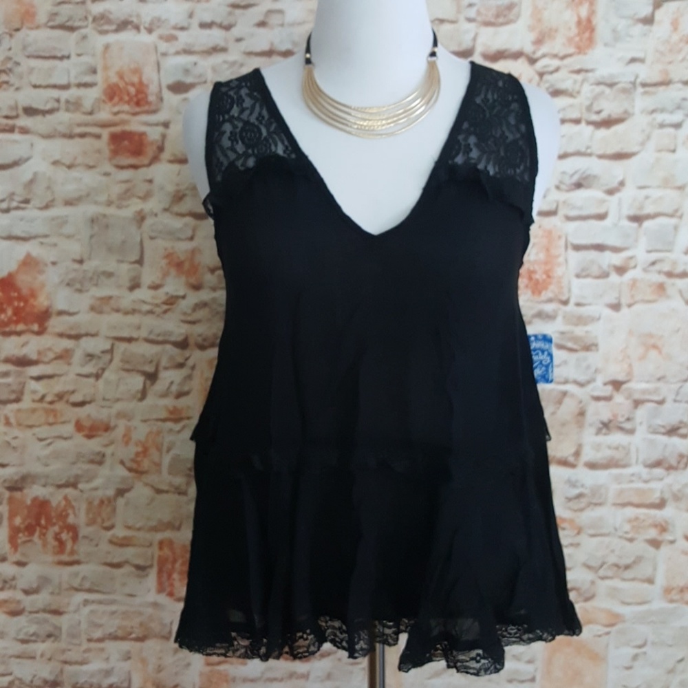 New Free People Lace Crepe Tank Top